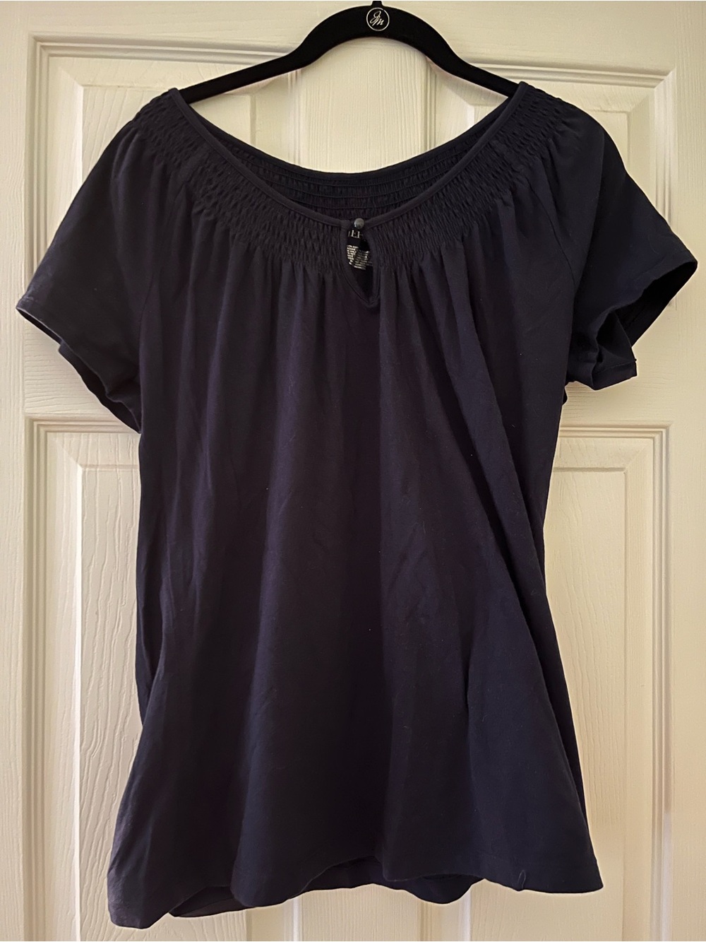 Merona Navy Short Sleeve Peasant Top XL